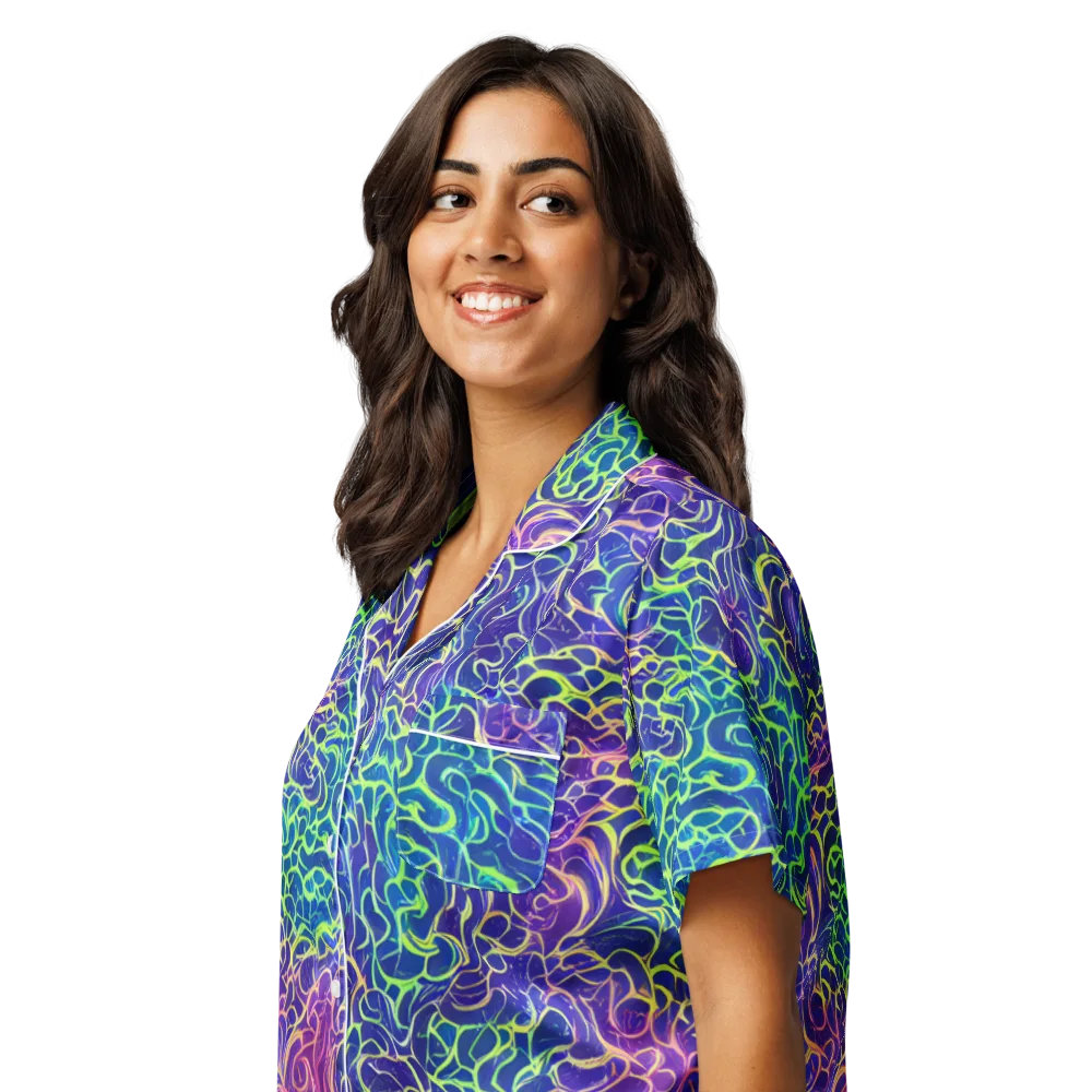 Prismatic Maze on Women's Short Sleeve Pajama Top — Left Front