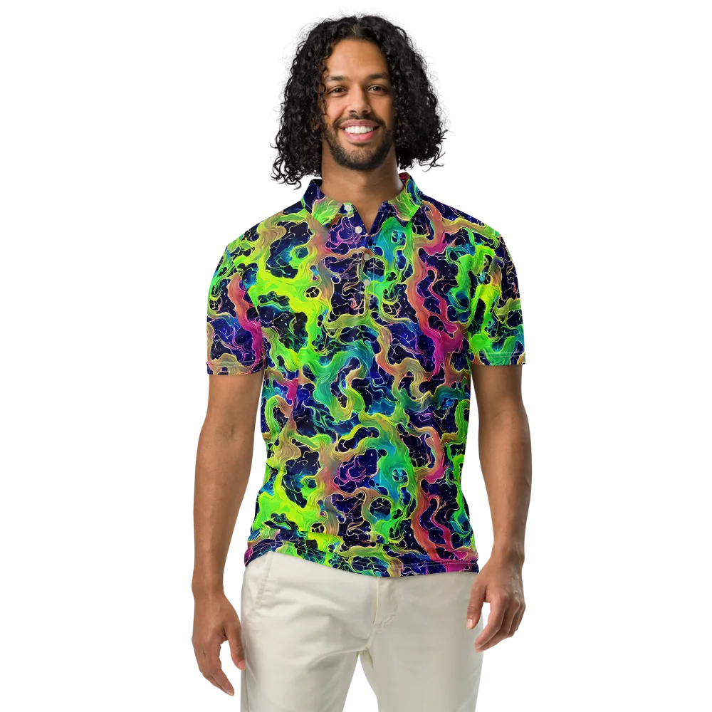 Tidal Metamorphosis on Men's Slim Fit Polo Shirt — Front