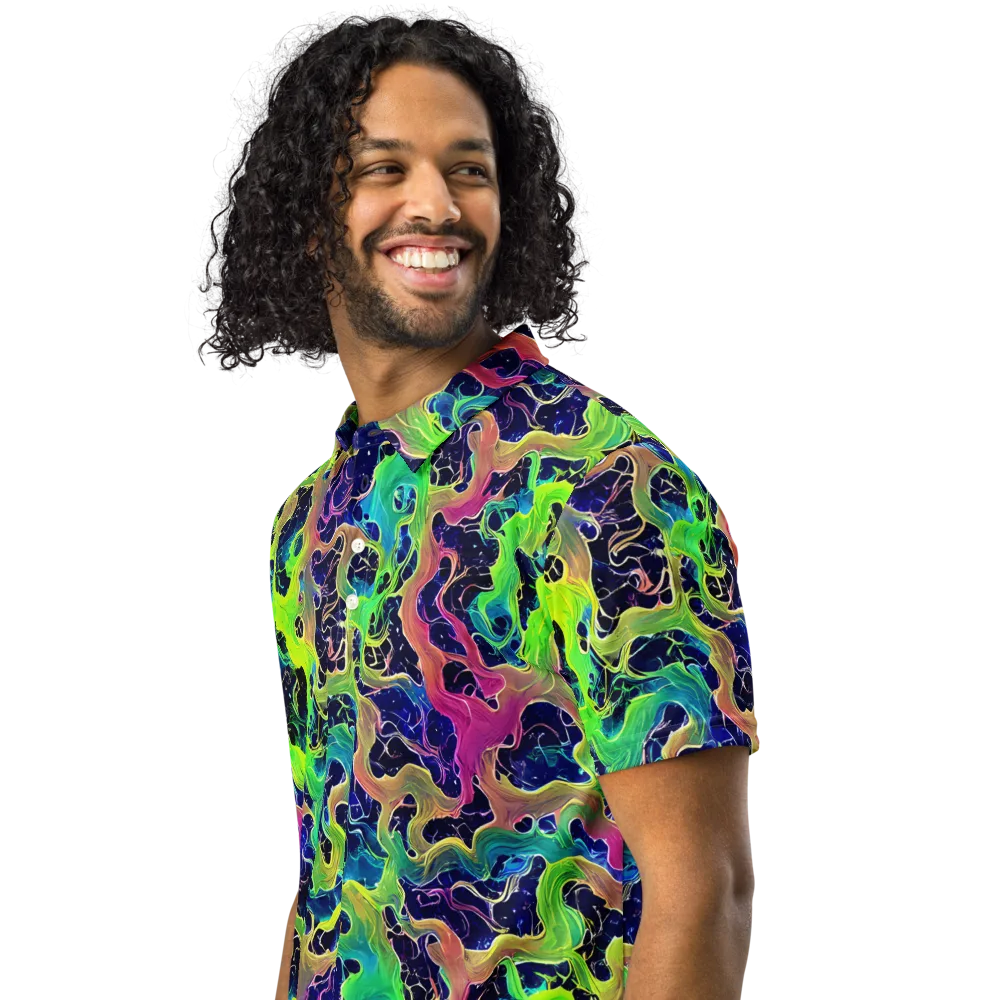 Tidal Metamorphosis on Men's Slim Fit Polo Shirt — Left Front