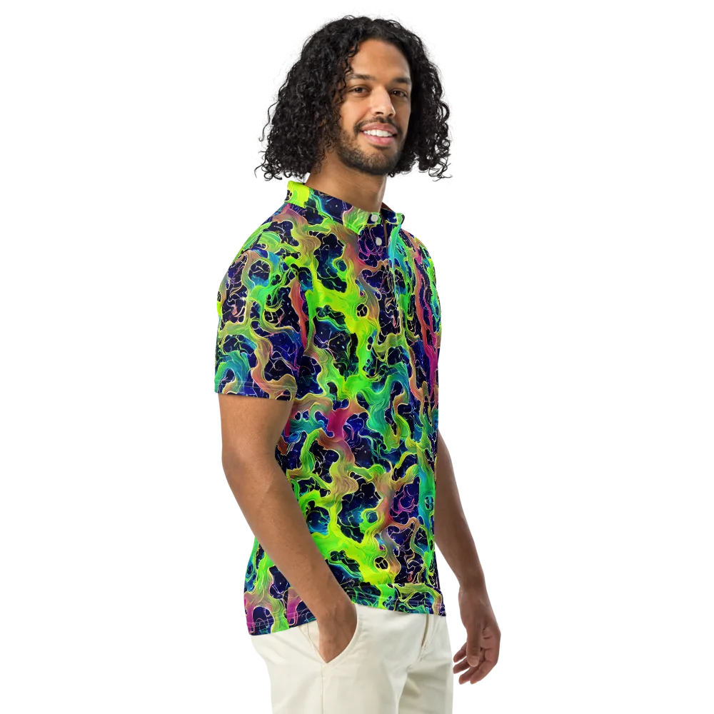 Tidal Metamorphosis on Men's Slim Fit Polo Shirt — Right Front