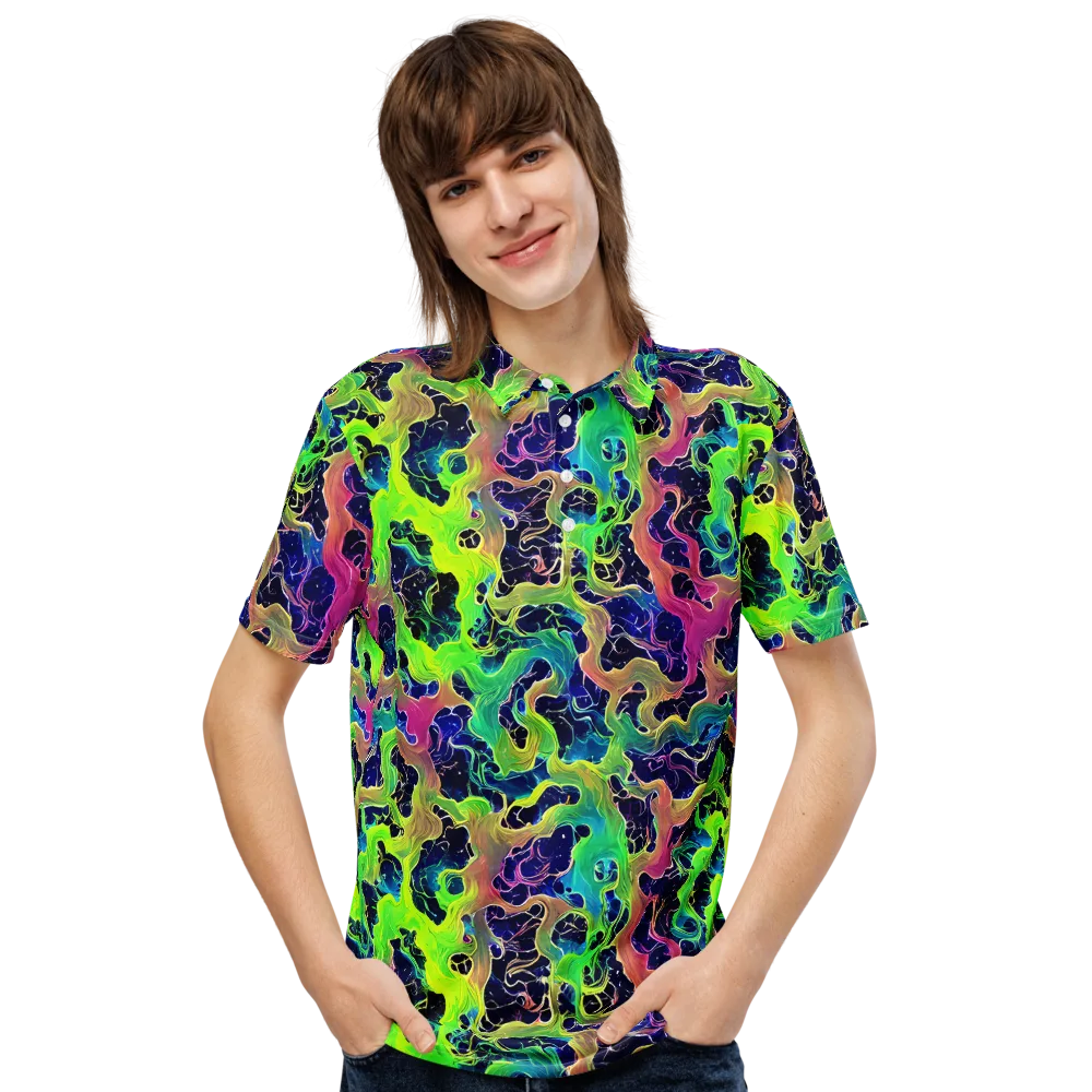 Tidal Metamorphosis on Men's Slim Fit Polo Shirt — Front