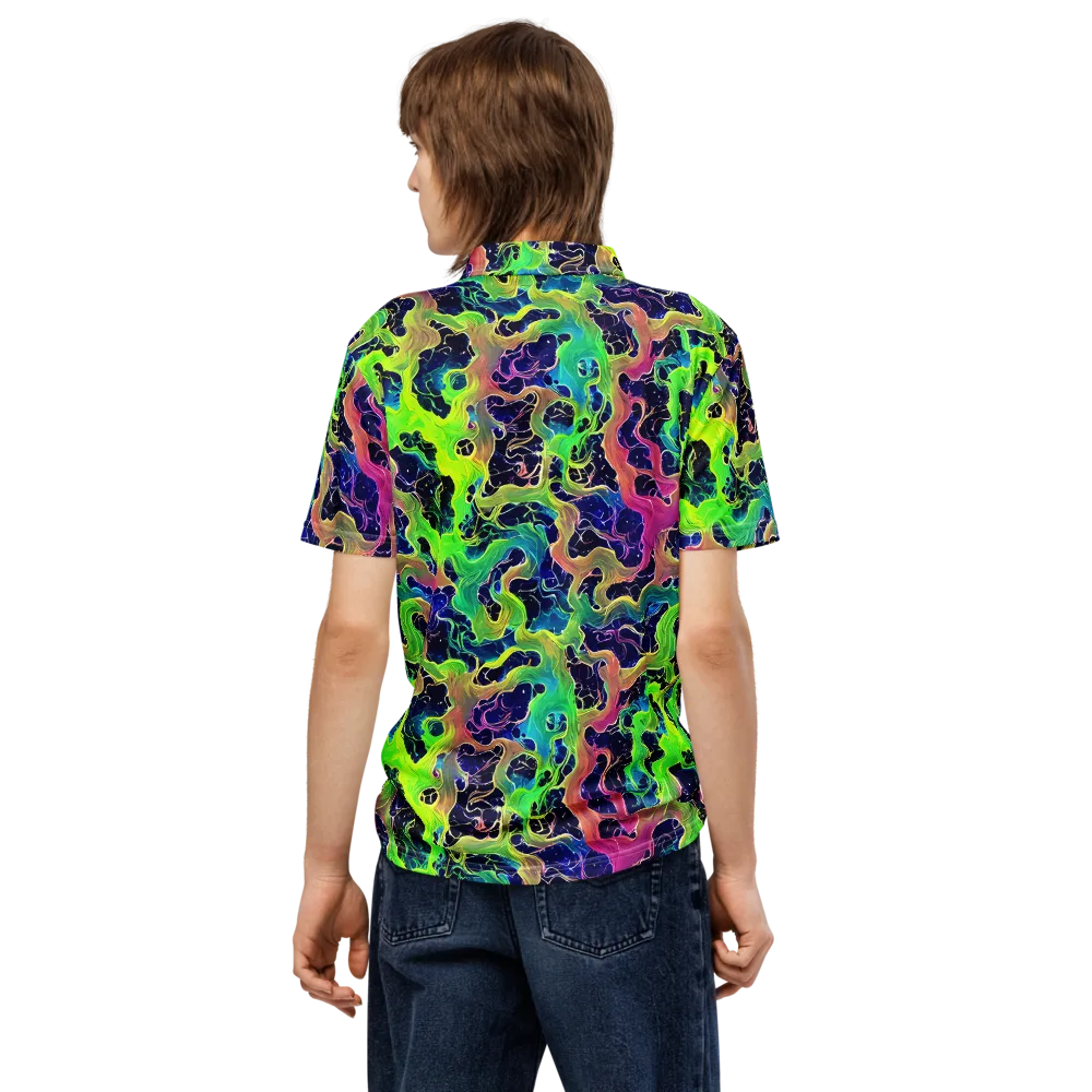 Tidal Metamorphosis on Men's Slim Fit Polo Shirt — Back