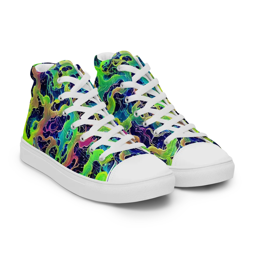 Tidal Metamorphosis on Men's High Top Canvas Shoes — Right Front