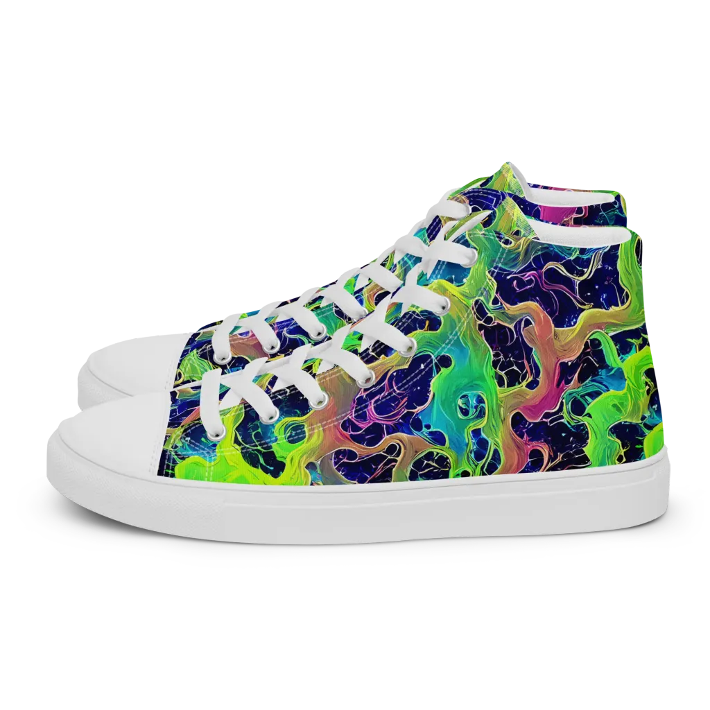 Tidal Metamorphosis on Men's High Top Canvas Shoes — Left