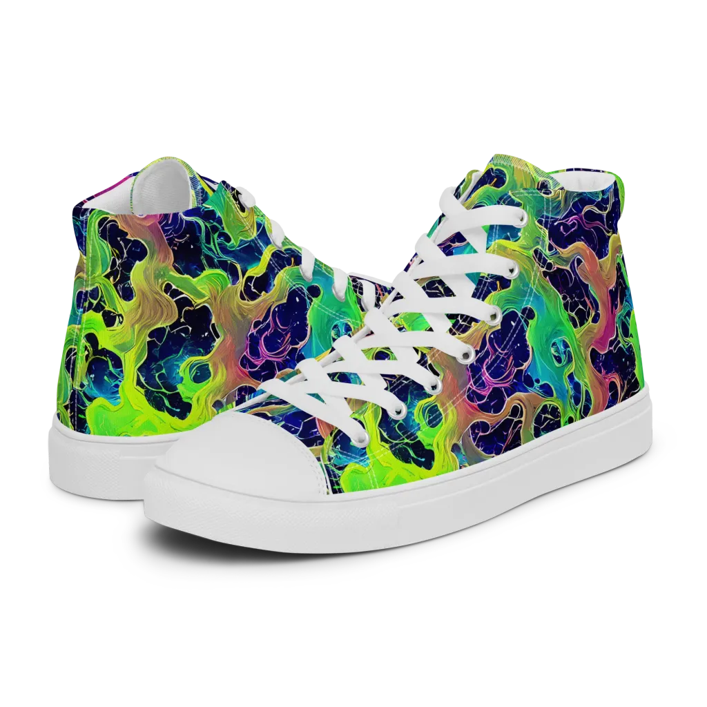 Tidal Metamorphosis on Men's High Top Canvas Shoes — Left