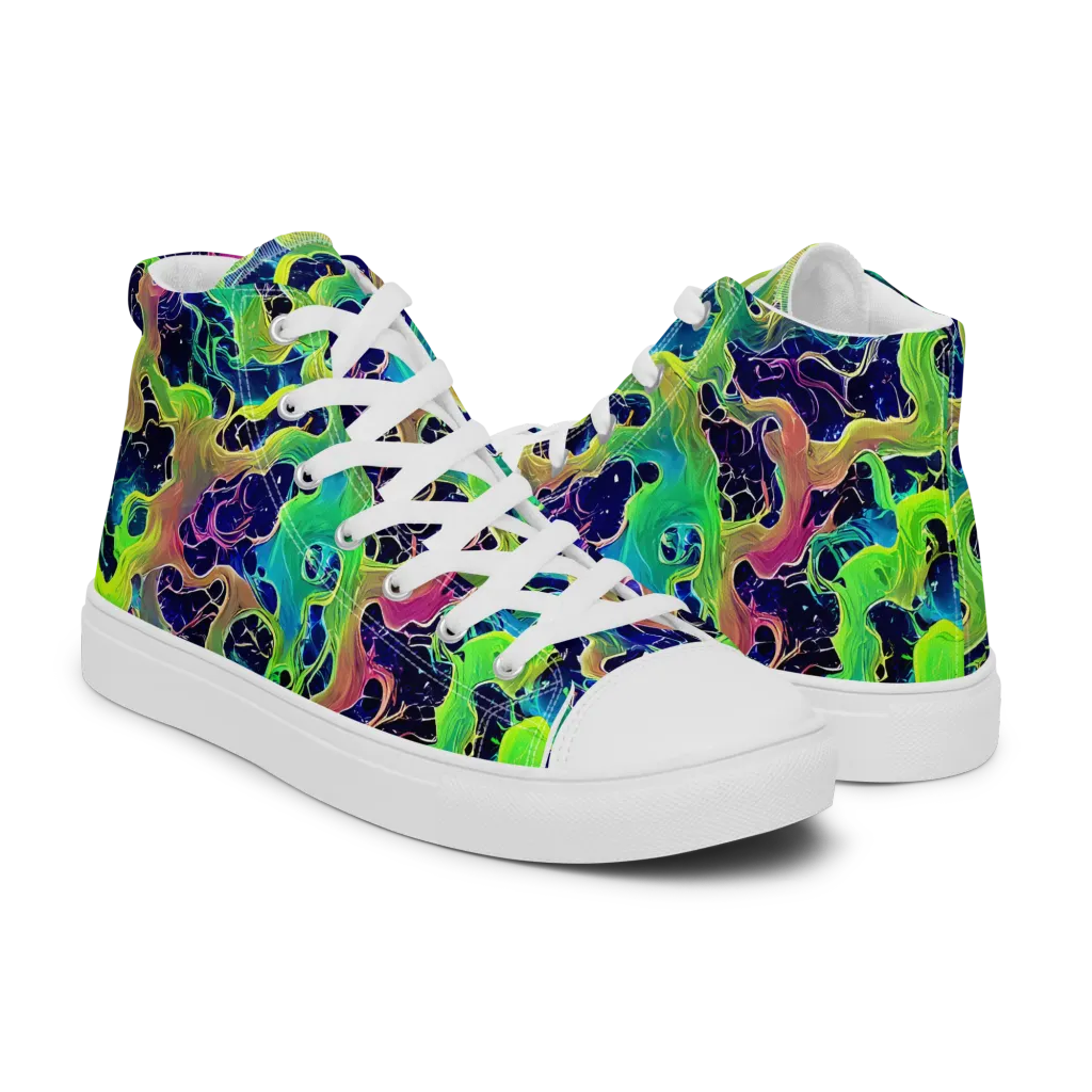 Tidal Metamorphosis on Men's High Top Canvas Shoes — Right