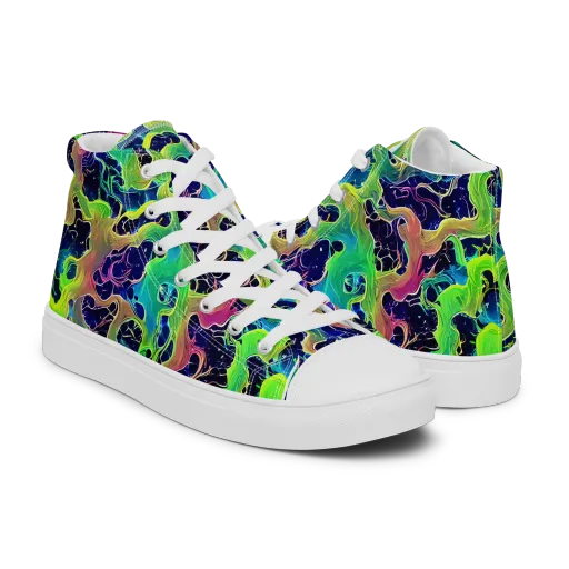 Tidal Metamorphosis on a Men's High Top Canvas Shoes