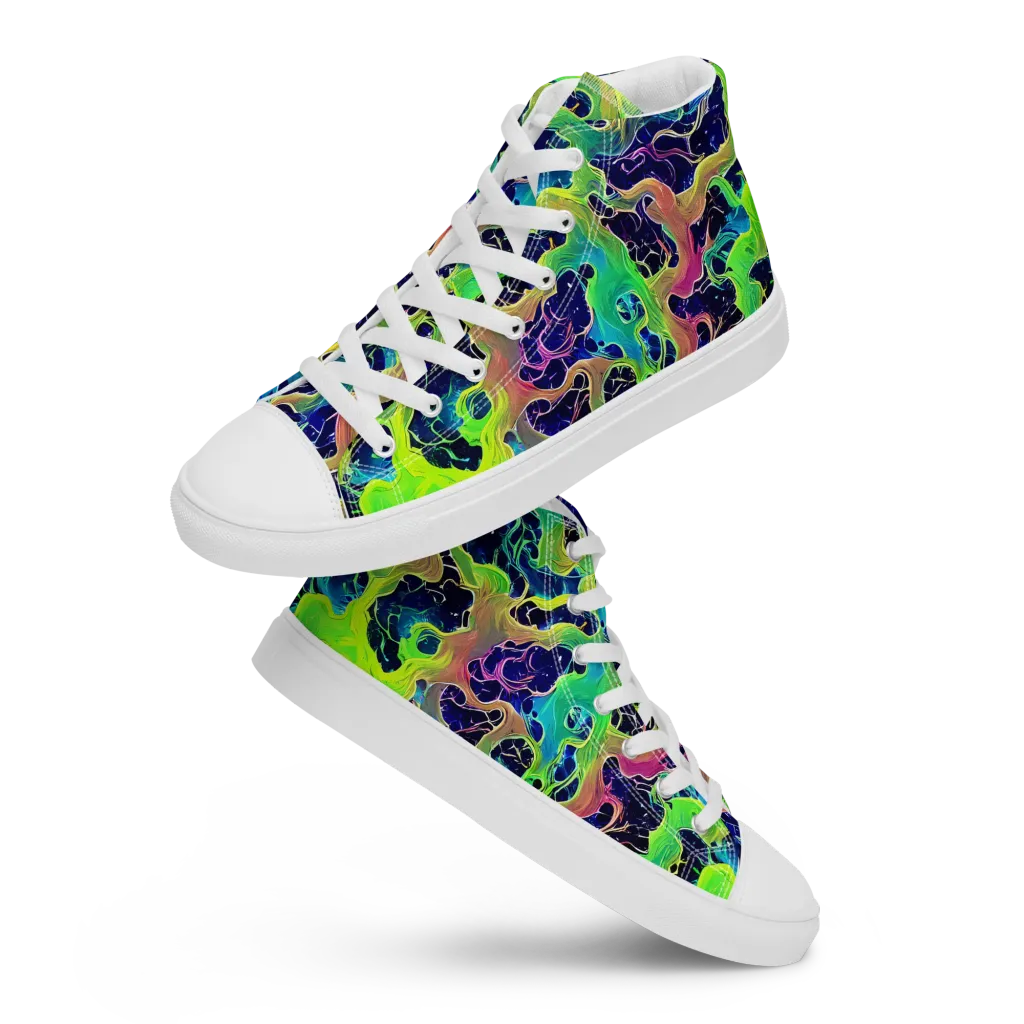 Tidal Metamorphosis on Men's High Top Canvas Shoes — Front