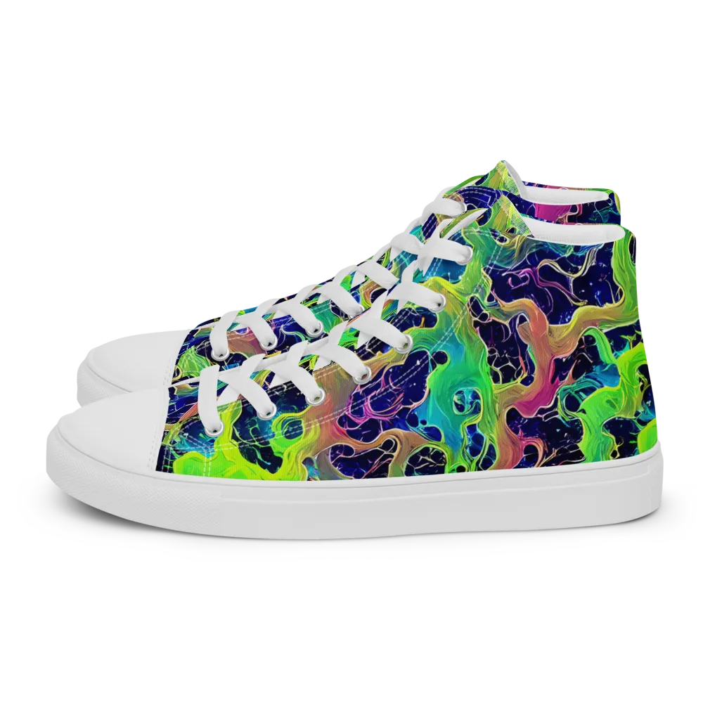 Tidal Metamorphosis on Women's High Top Canvas Shoes — Left