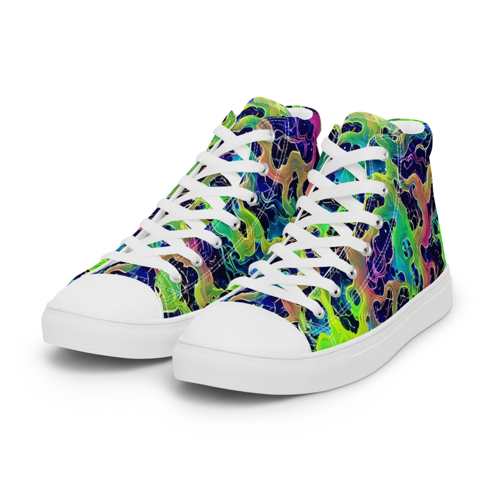 Tidal Metamorphosis on Women's High Top Canvas Shoes — Left Front