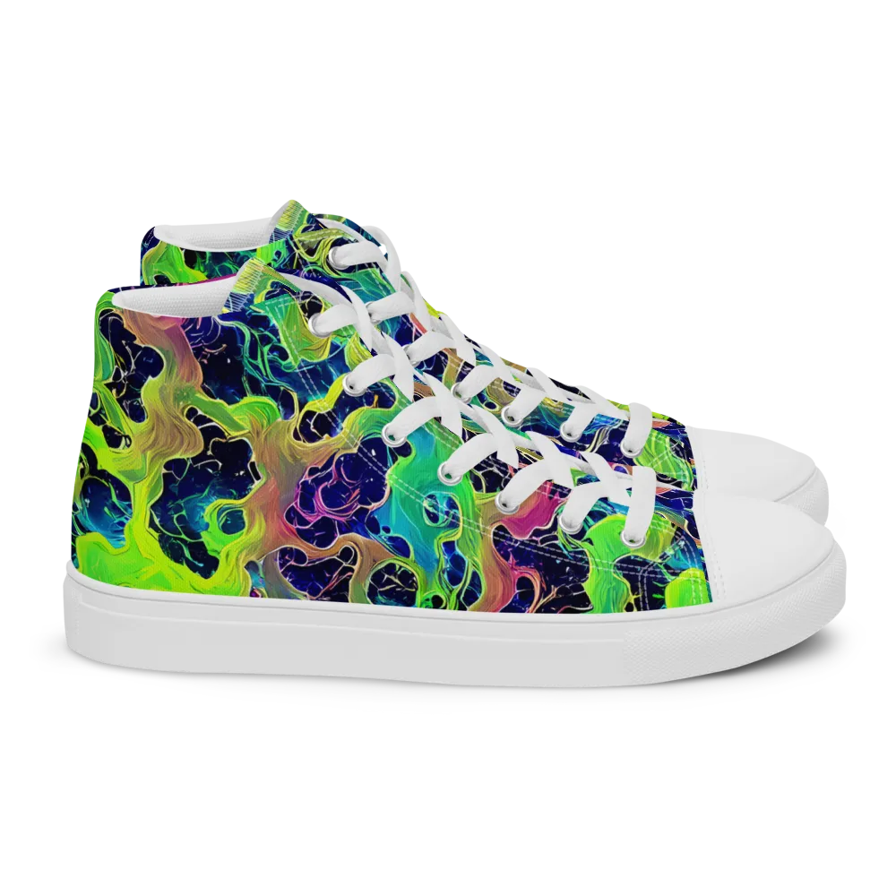 Tidal Metamorphosis on Women's High Top Canvas Shoes — Right