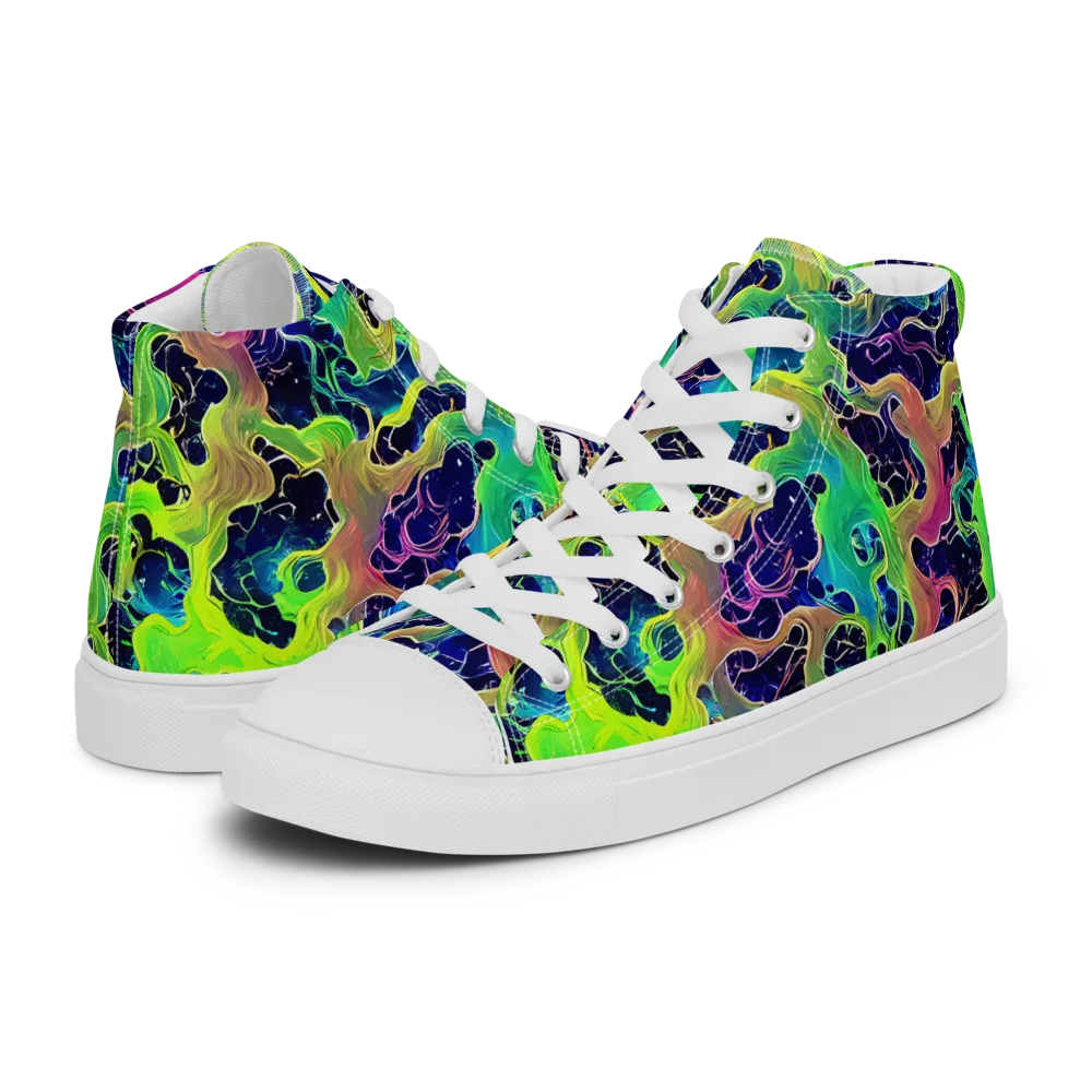Tidal Metamorphosis on Women's High Top Canvas Shoes — Left