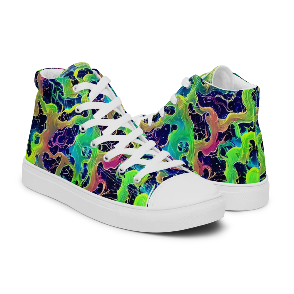 Tidal Metamorphosis on Women's High Top Canvas Shoes — Right