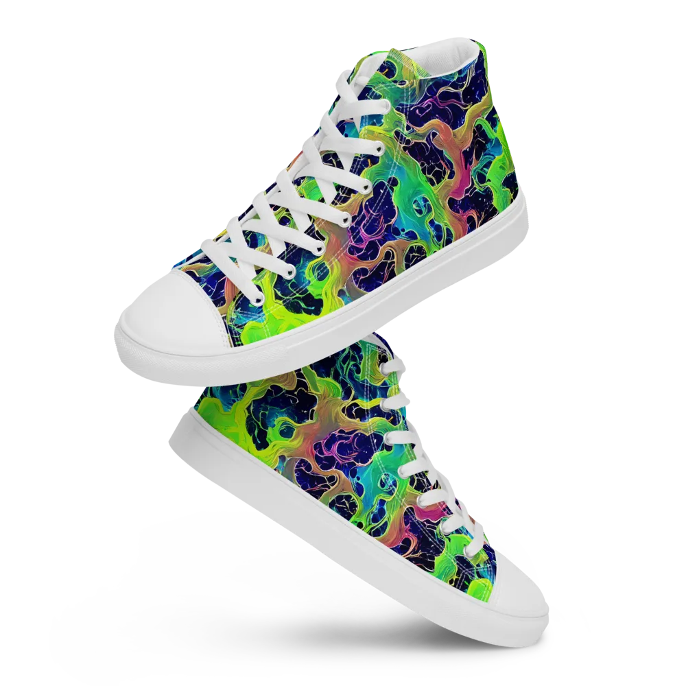 Tidal Metamorphosis on Women's High Top Canvas Shoes — Front
