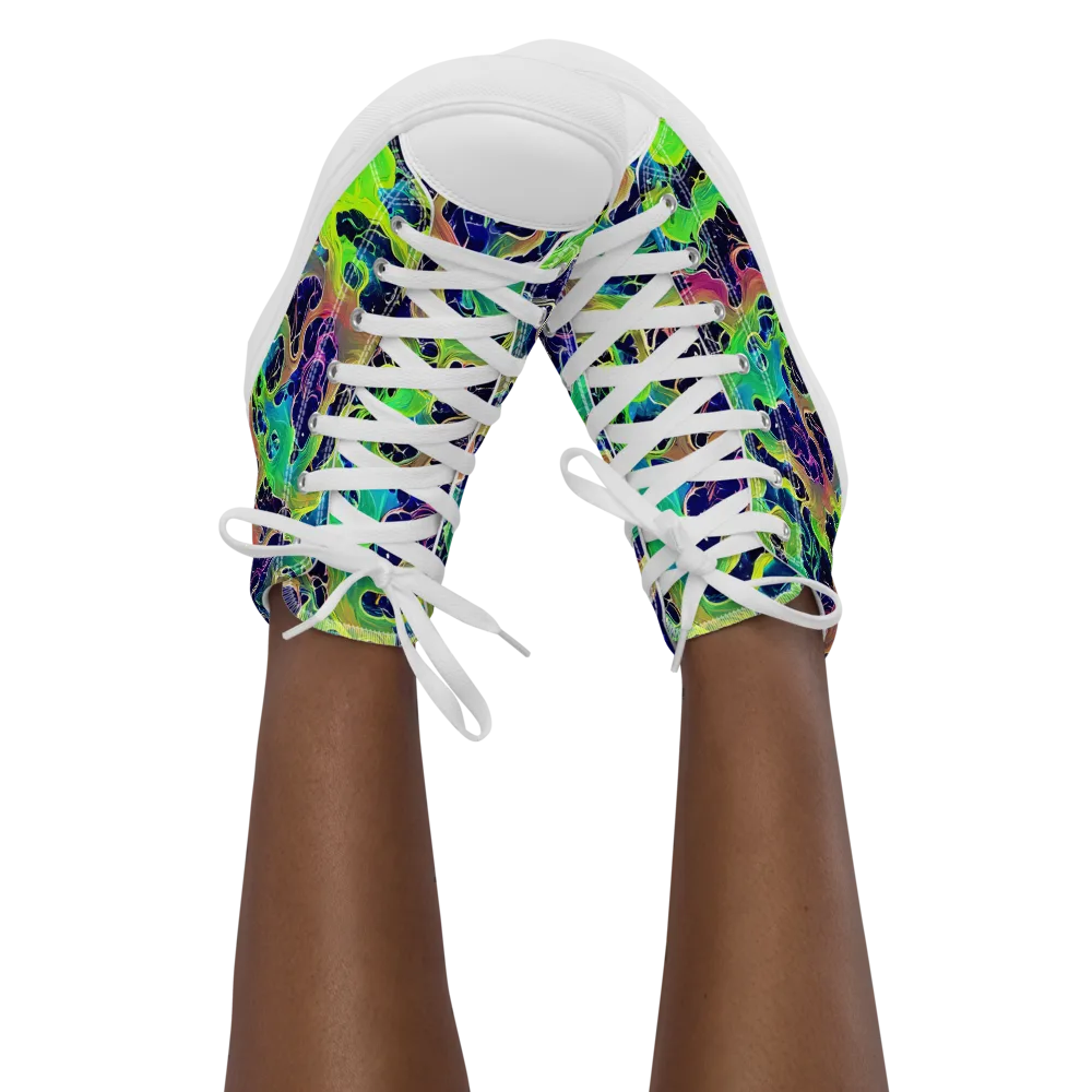 Tidal Metamorphosis on Women's High Top Canvas Shoes — Front