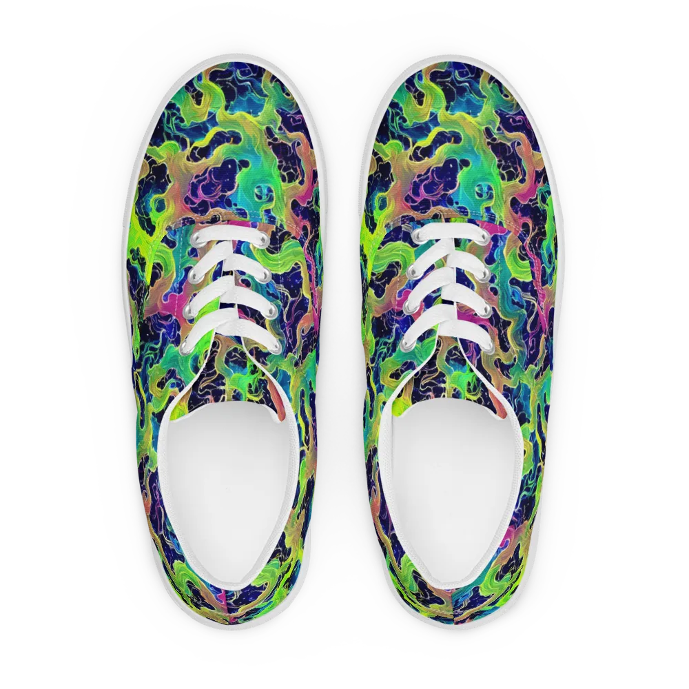 Tidal Metamorphosis on Men's Lace-Up Canvas Shoes — Front