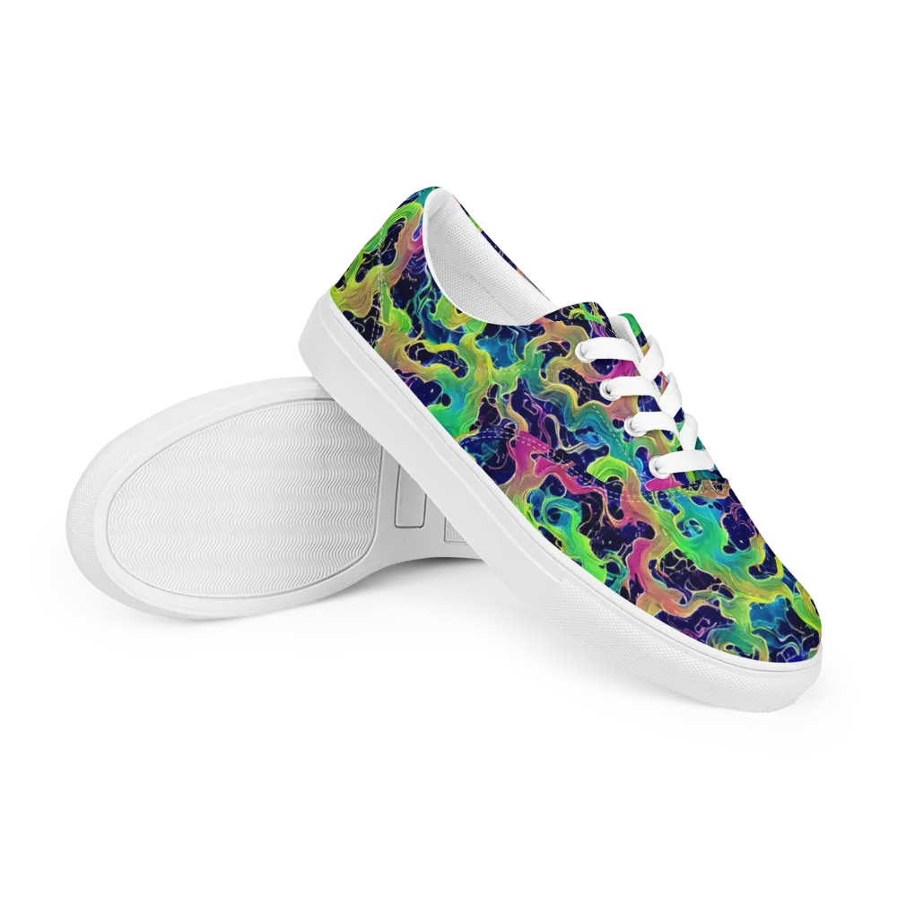 Tidal Metamorphosis on Men's Lace-Up Canvas Shoes — Right Front