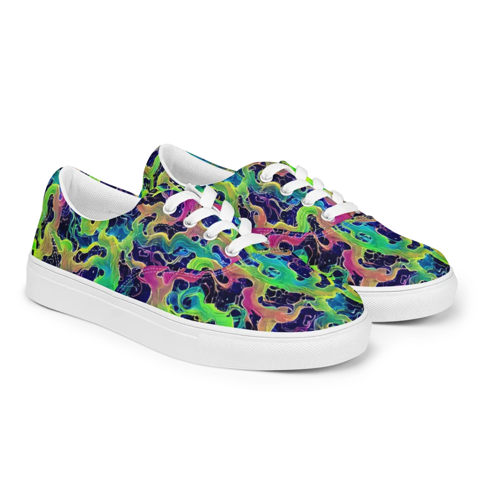 Tidal Metamorphosis on Men's Lace-Up Canvas Shoes — Right Front