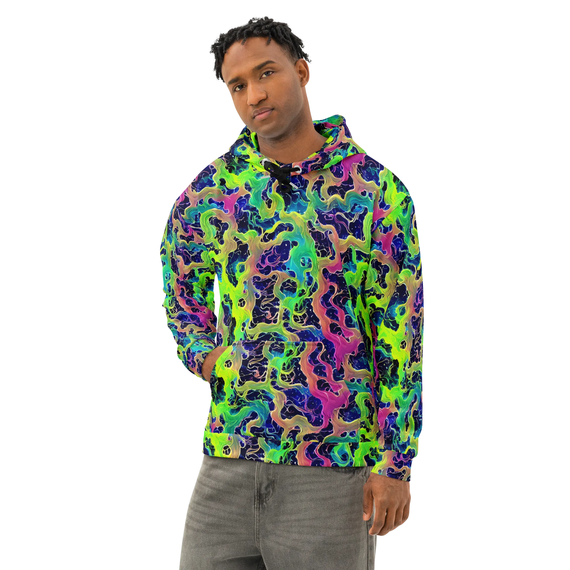 Tidal Metamorphosis on Cotton Hoodie — Left Front