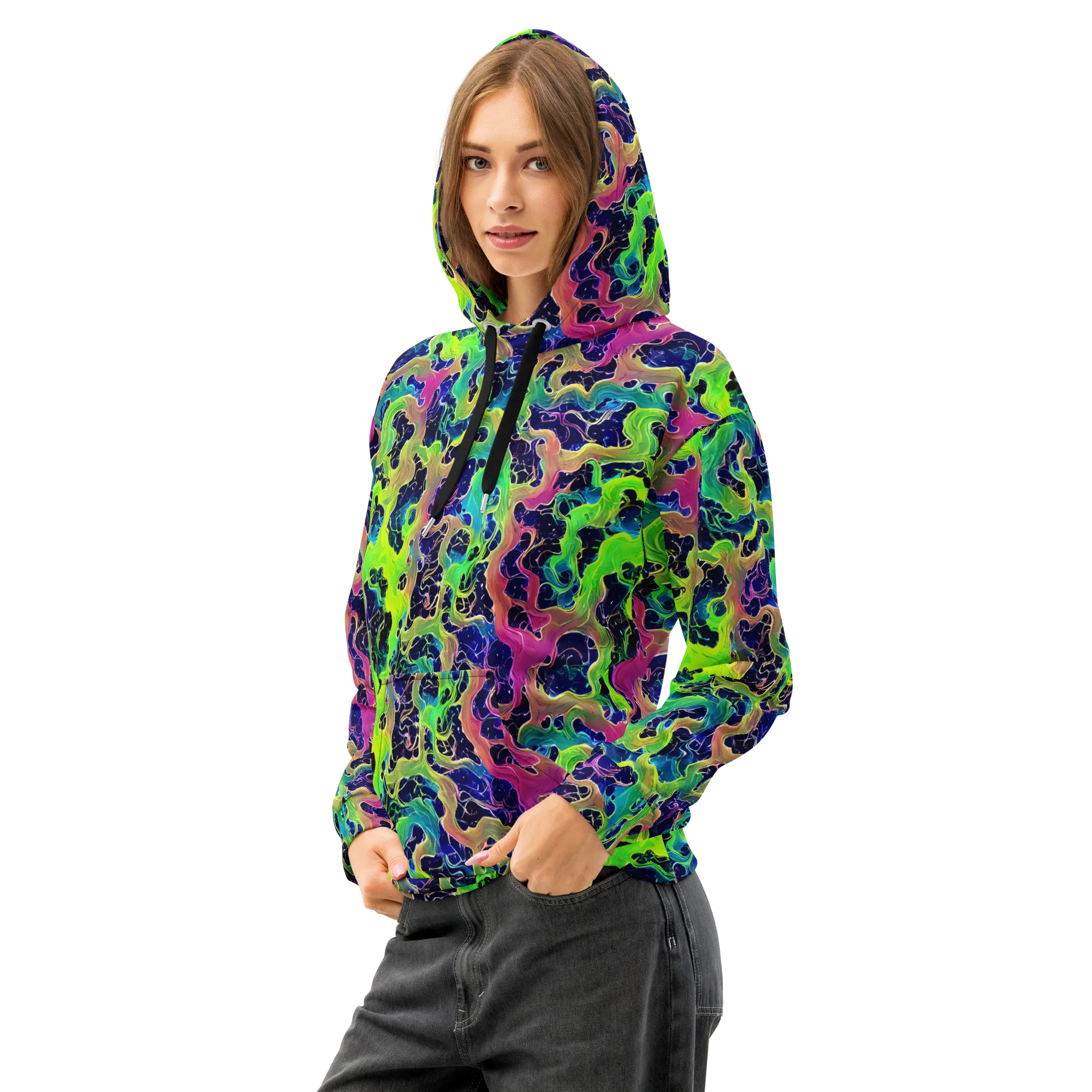 Tidal Metamorphosis on Cotton Hoodie — Left Front