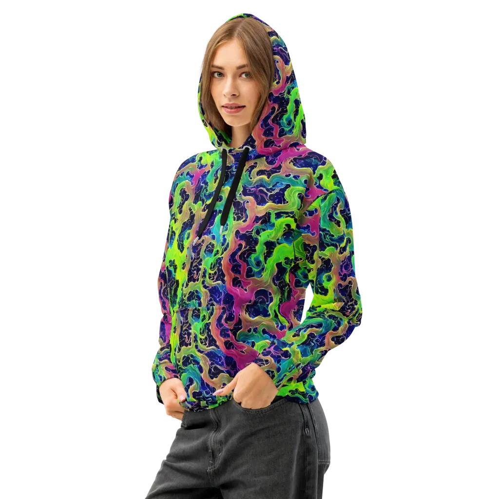 Tidal Metamorphosis on Cotton Hoodie — Left Front