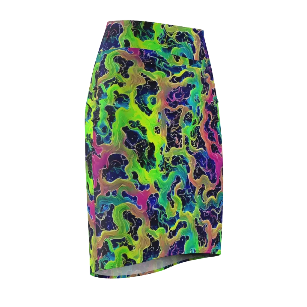 Tidal Metamorphosis on Pencil Skirt — Front Side