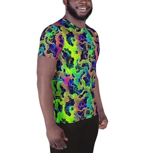 Tidal Metamorphosis on a Men's Athletic T-Shirt