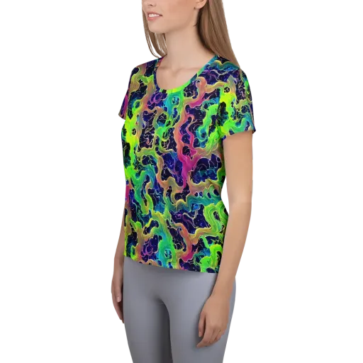 Tidal Metamorphosis on a Women's Athletic T-Shirt