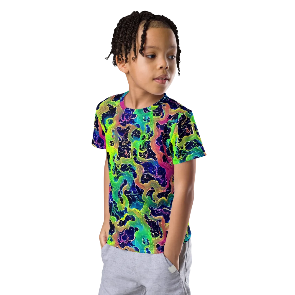 Tidal Metamorphosis on Kids Crew Neck T-Shirt — Left Front