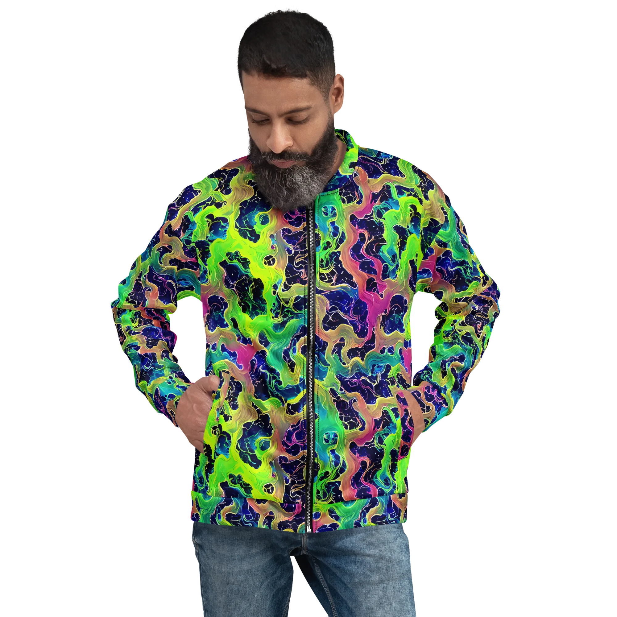 Tidal Metamorphosis on Bomber Jacket — Front