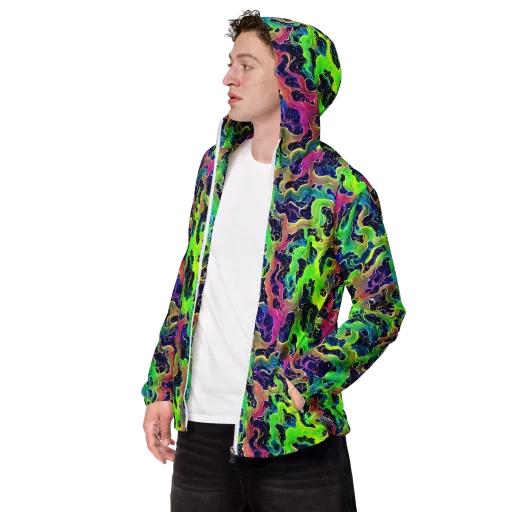 Tidal Metamorphosis on a Men's Windbreaker