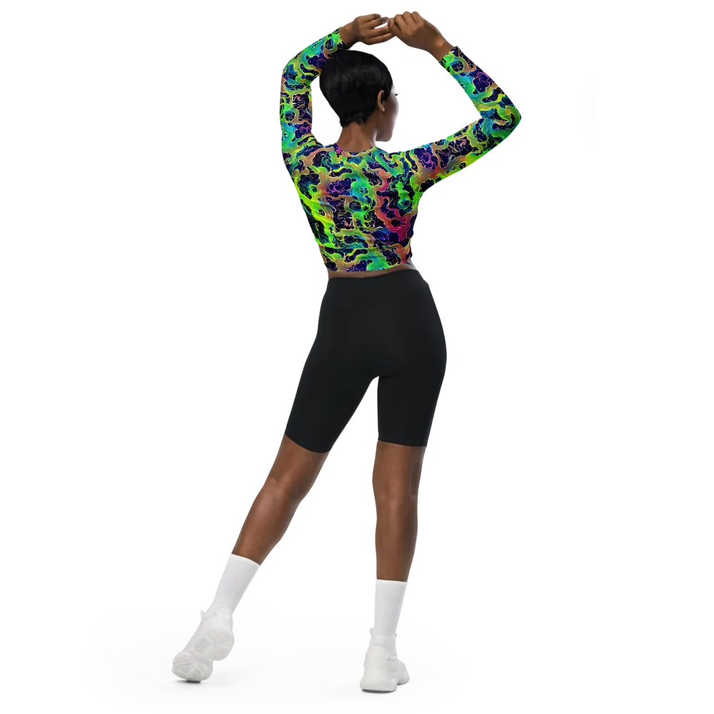 Tidal Metamorphosis on Long Sleeve Crop Top — Back
