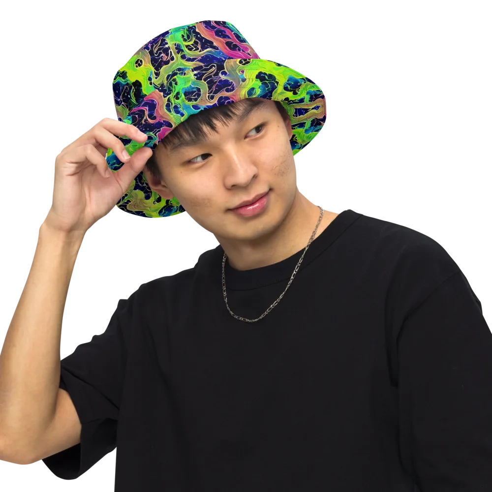 Tidal Metamorphosis on Reversible Bucket Hat — Front Inside