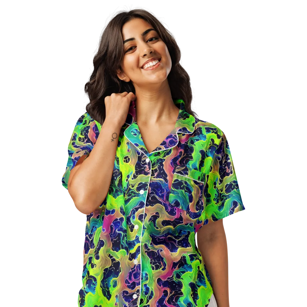 Tidal Metamorphosis on Women's Short Sleeve Pajama Top — Front