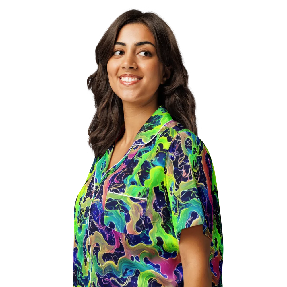 Tidal Metamorphosis on Women's Short Sleeve Pajama Top — Left Front