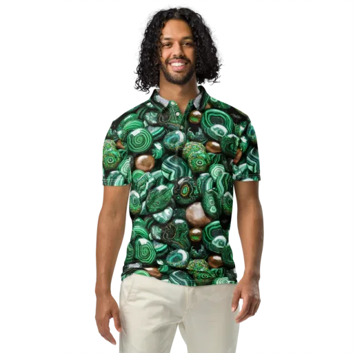 Emerald Alchemy on a Men's Slim Fit Polo Shirt