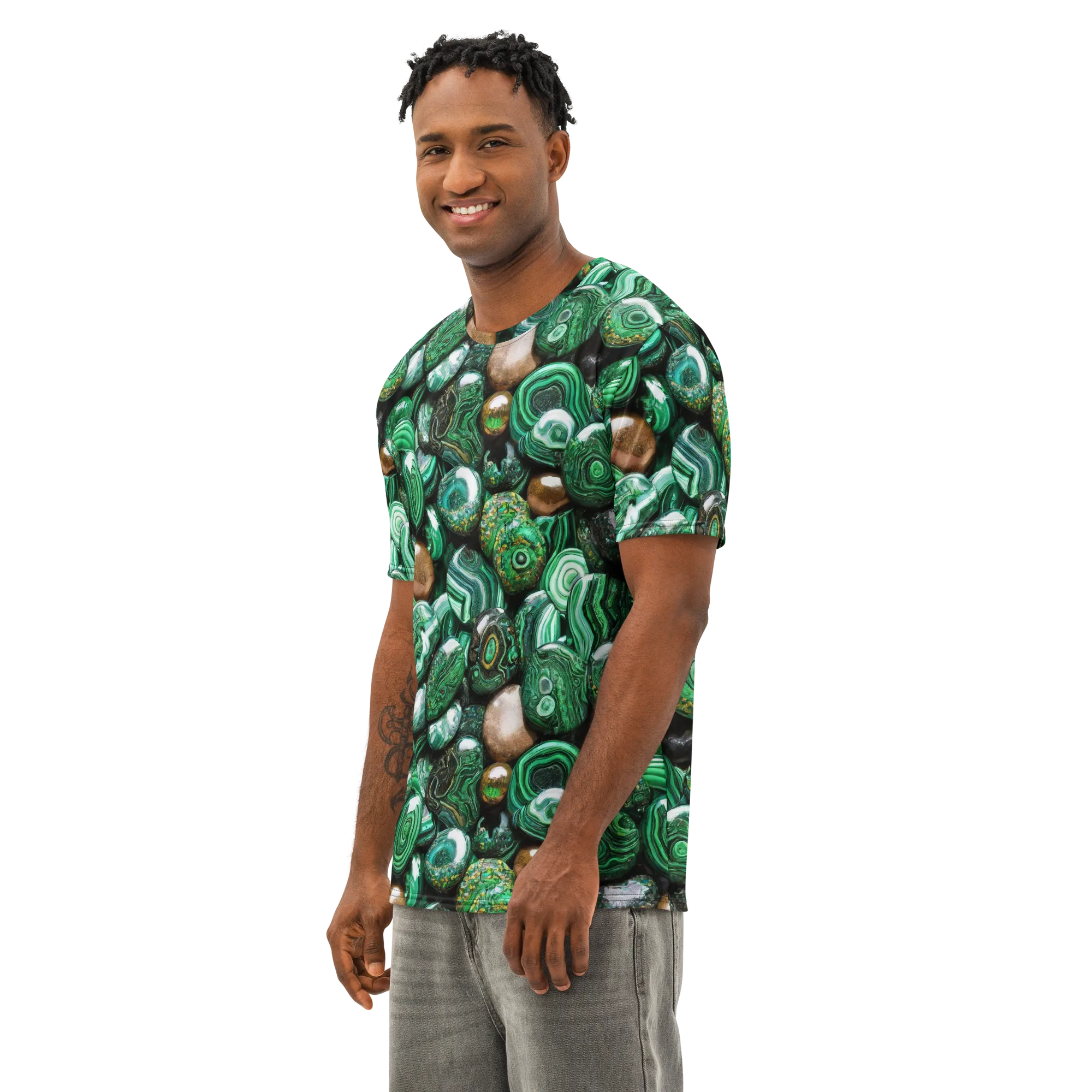 Emerald Alchemy on Men's Cotton Crew Neck T-Shirt — Left Front