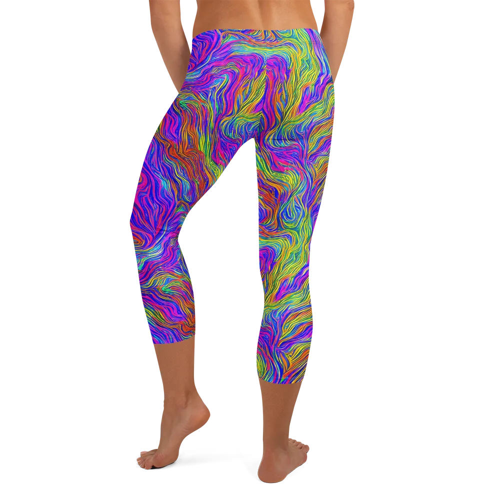 Psychedelic Filament on Capri Leggings — Back