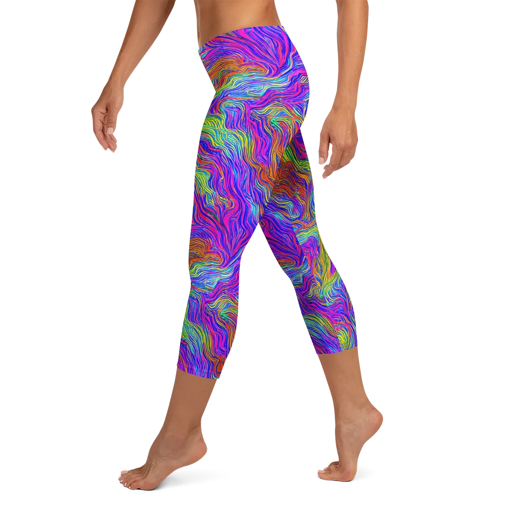 Psychedelic Filament on Capri Leggings — Left