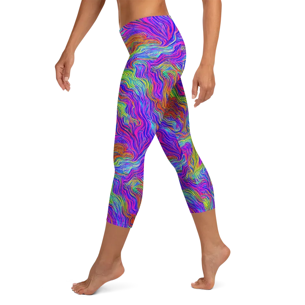 Psychedelic Filament on Capri Leggings — Left
