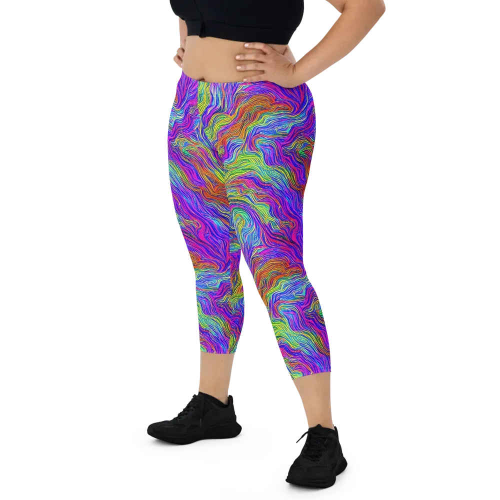 Psychedelic Filament on Capri Leggings — Front