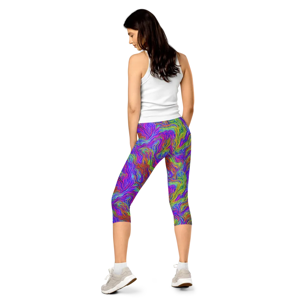 Psychedelic Filament on Capri Leggings — Back