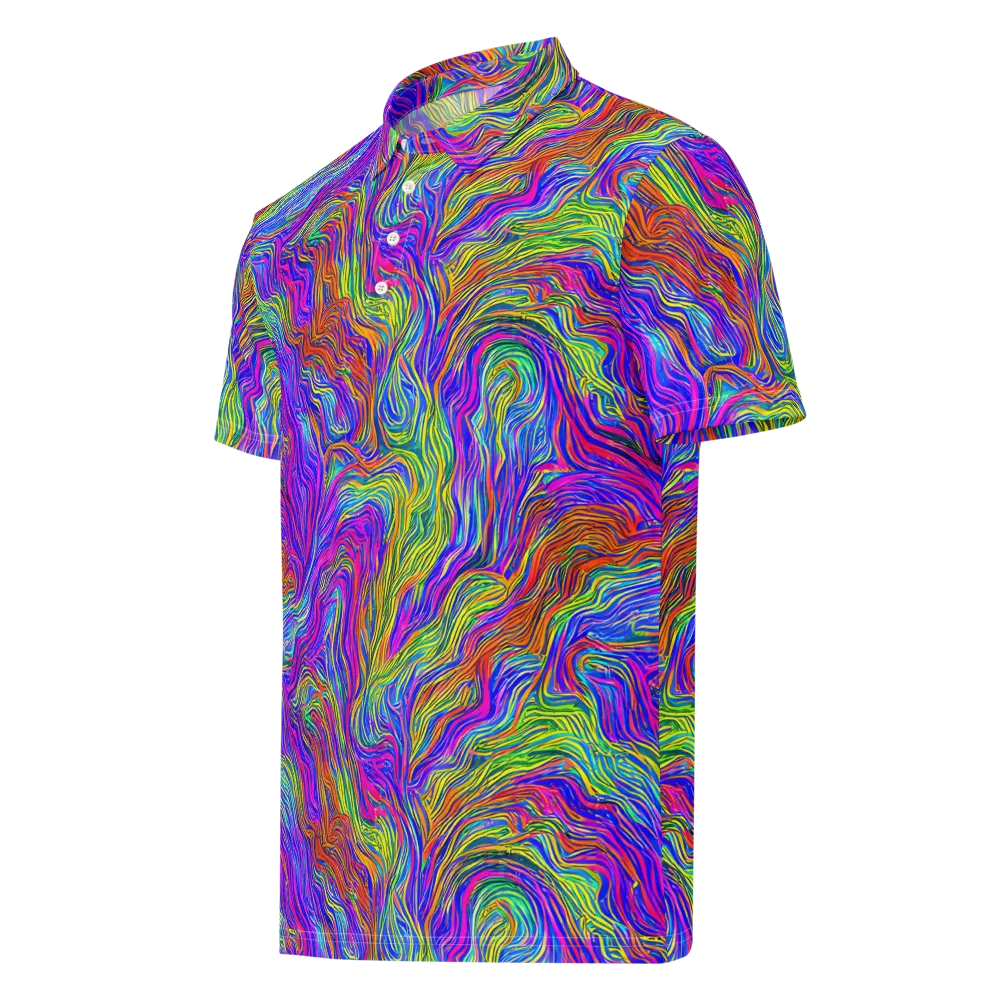 Psychedelic Filament on Men's Slim Fit Polo Shirt — Left Front
