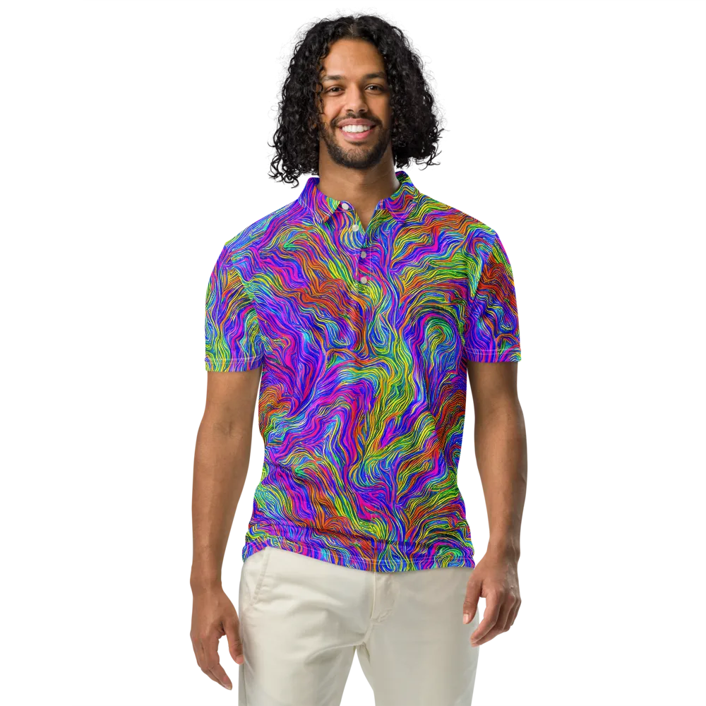 Psychedelic Filament on Men's Slim Fit Polo Shirt — Front