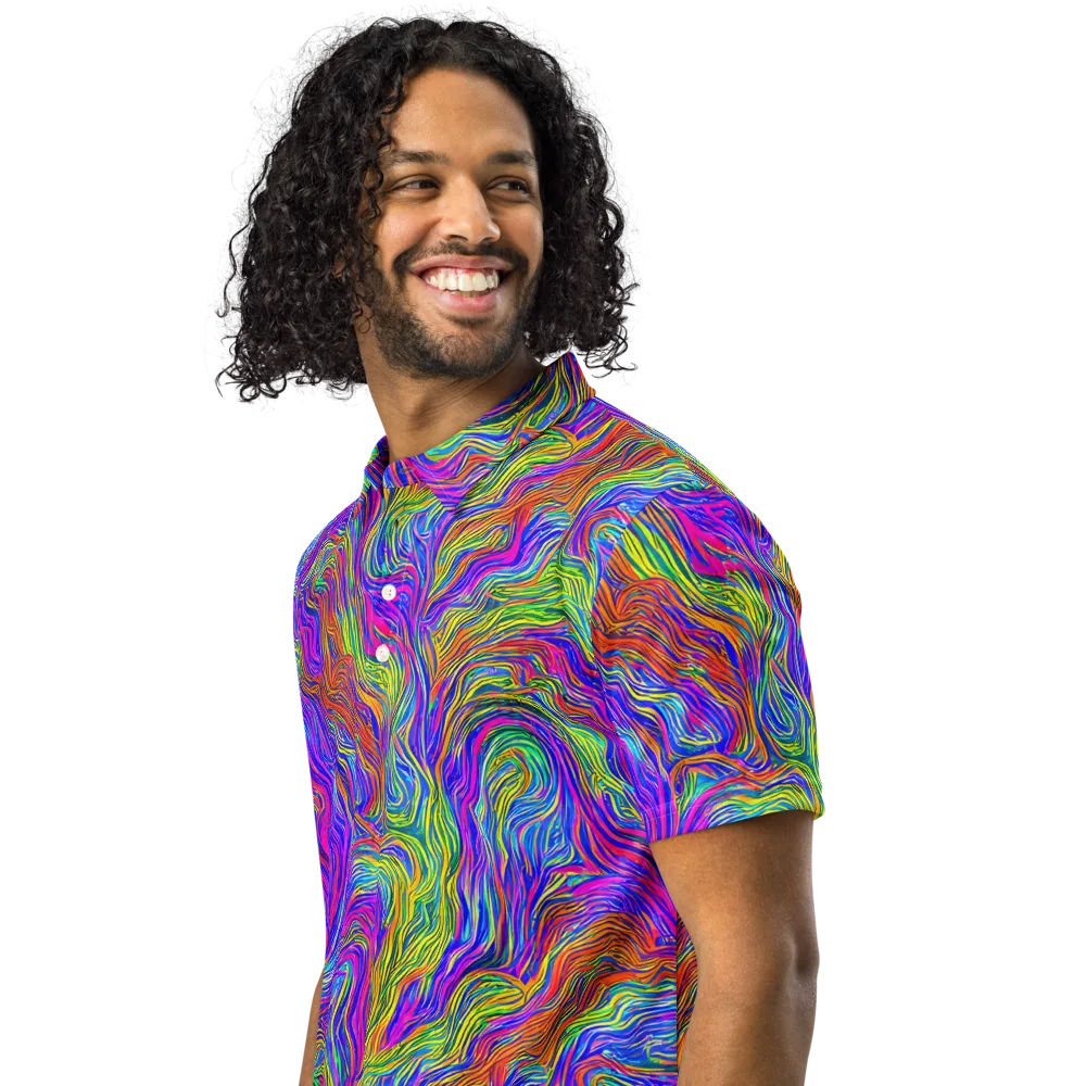 Psychedelic Filament on Men's Slim Fit Polo Shirt — Left Front