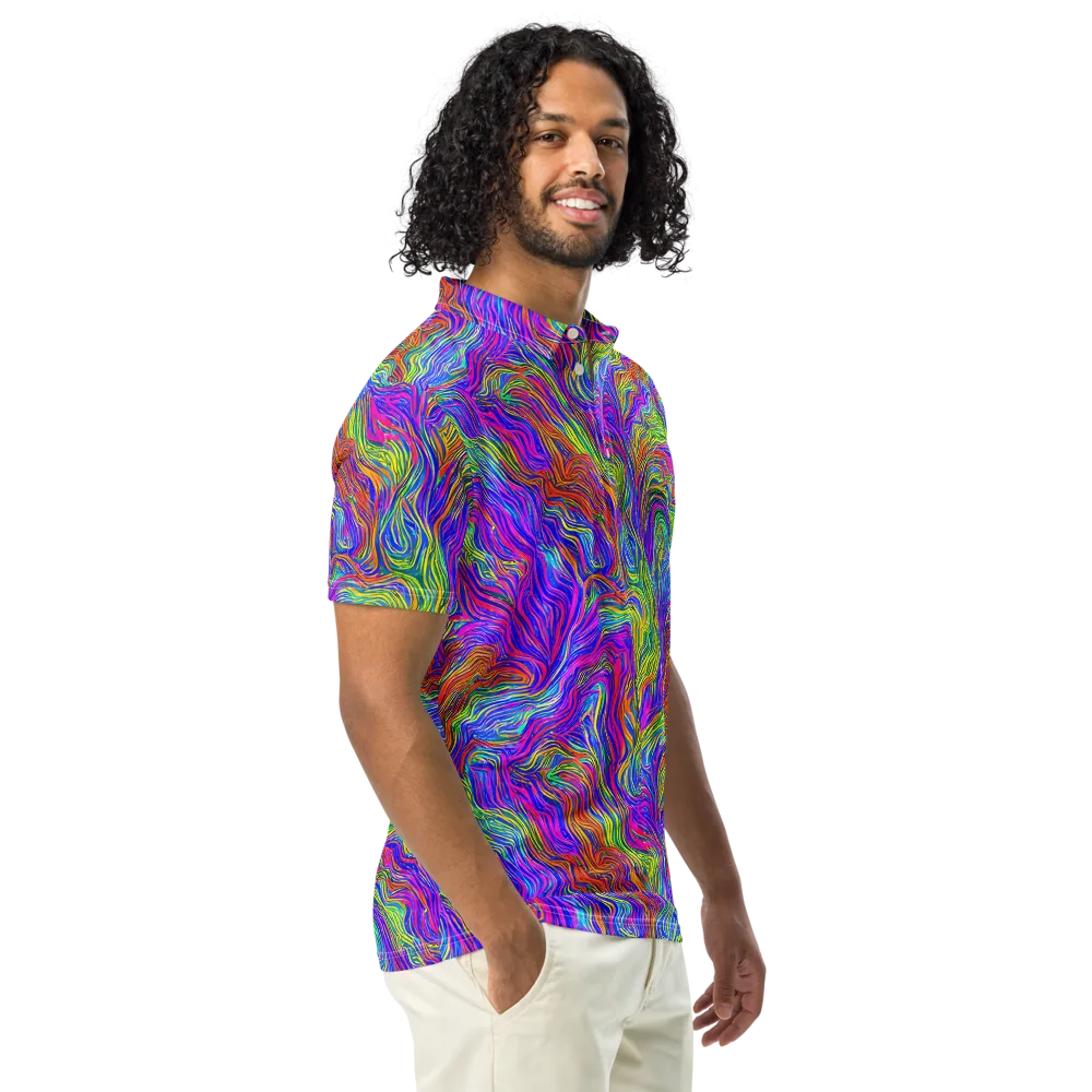 Psychedelic Filament on Men's Slim Fit Polo Shirt — Right Front