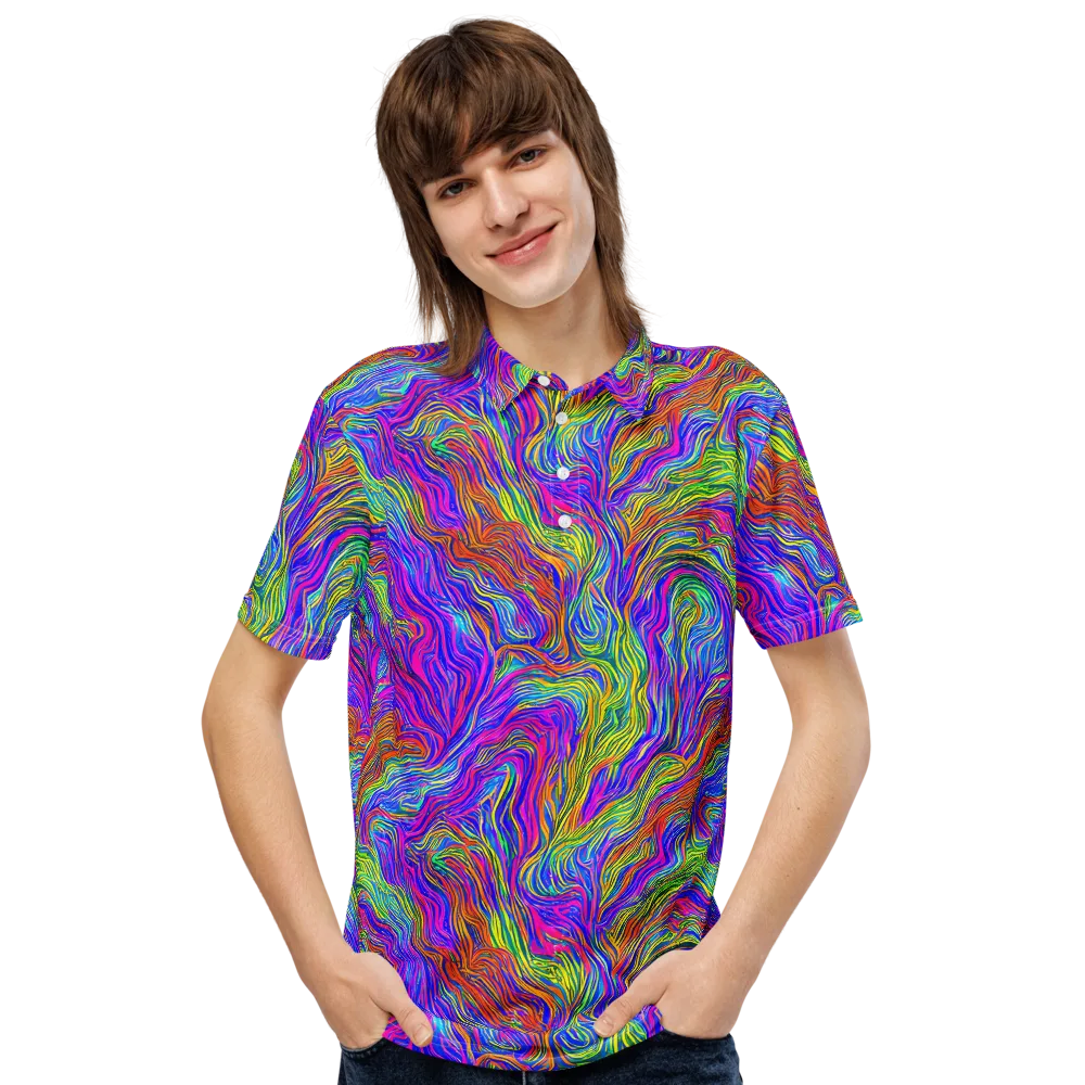 Psychedelic Filament on Men's Slim Fit Polo Shirt — Front