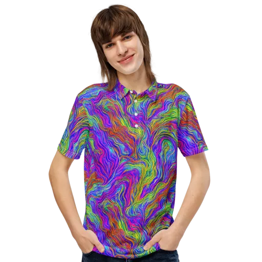 Psychedelic Filament on a Men's Slim Fit Polo Shirt