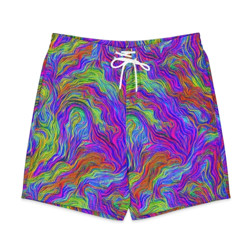 Psychedelic Filament on a Men's Board Shorts