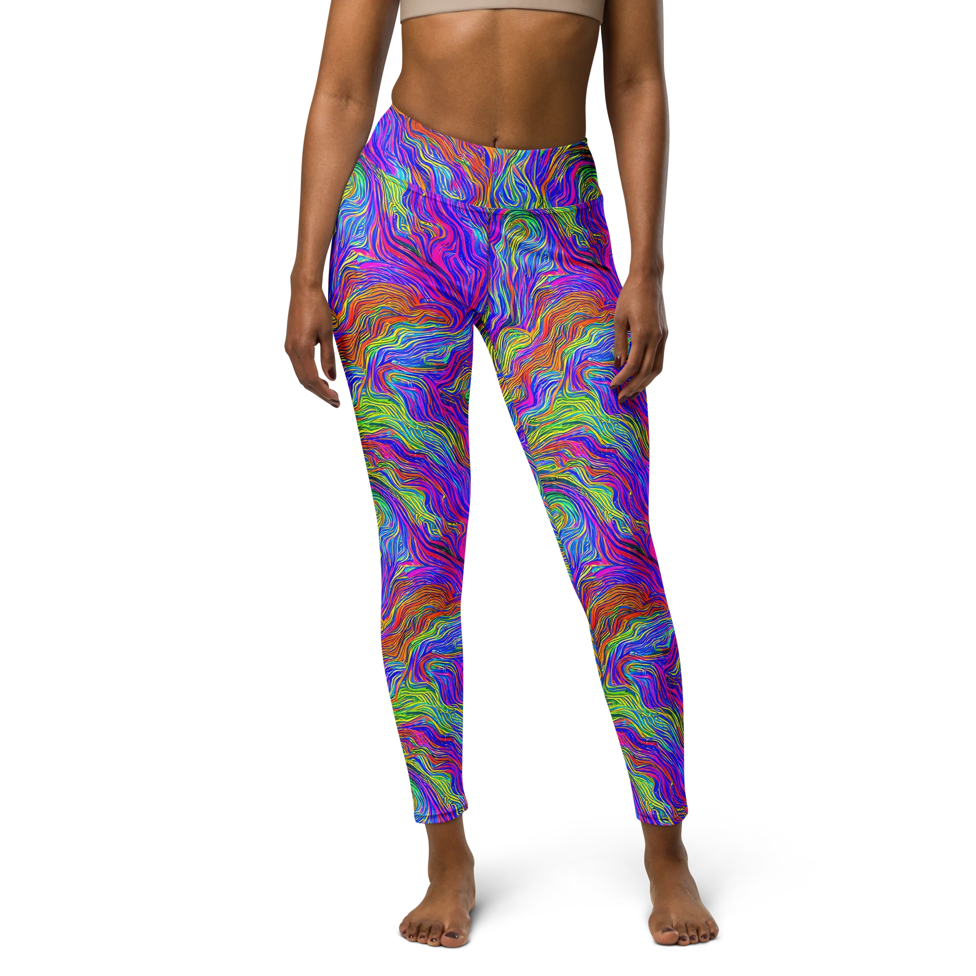 Psychedelic Filament on Yoga Leggings — Front